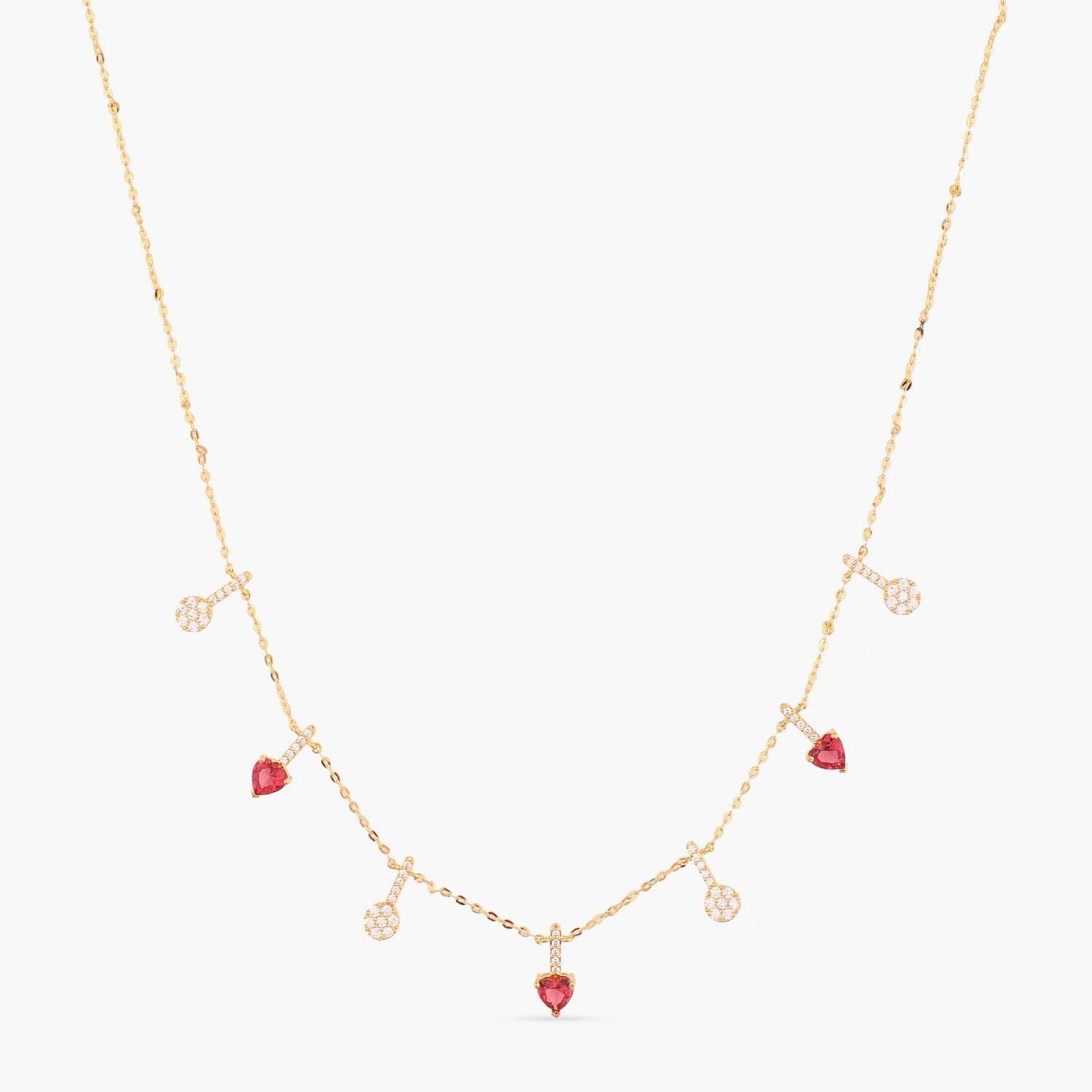 Heart CZ Charms 925 Silver Necklace