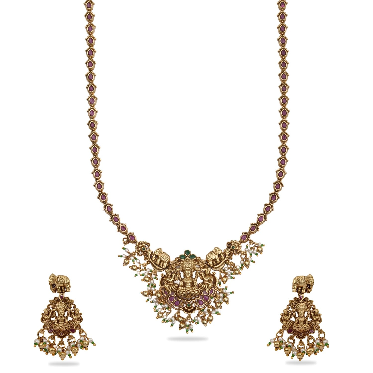 Shreya Temple Long Necklace Set