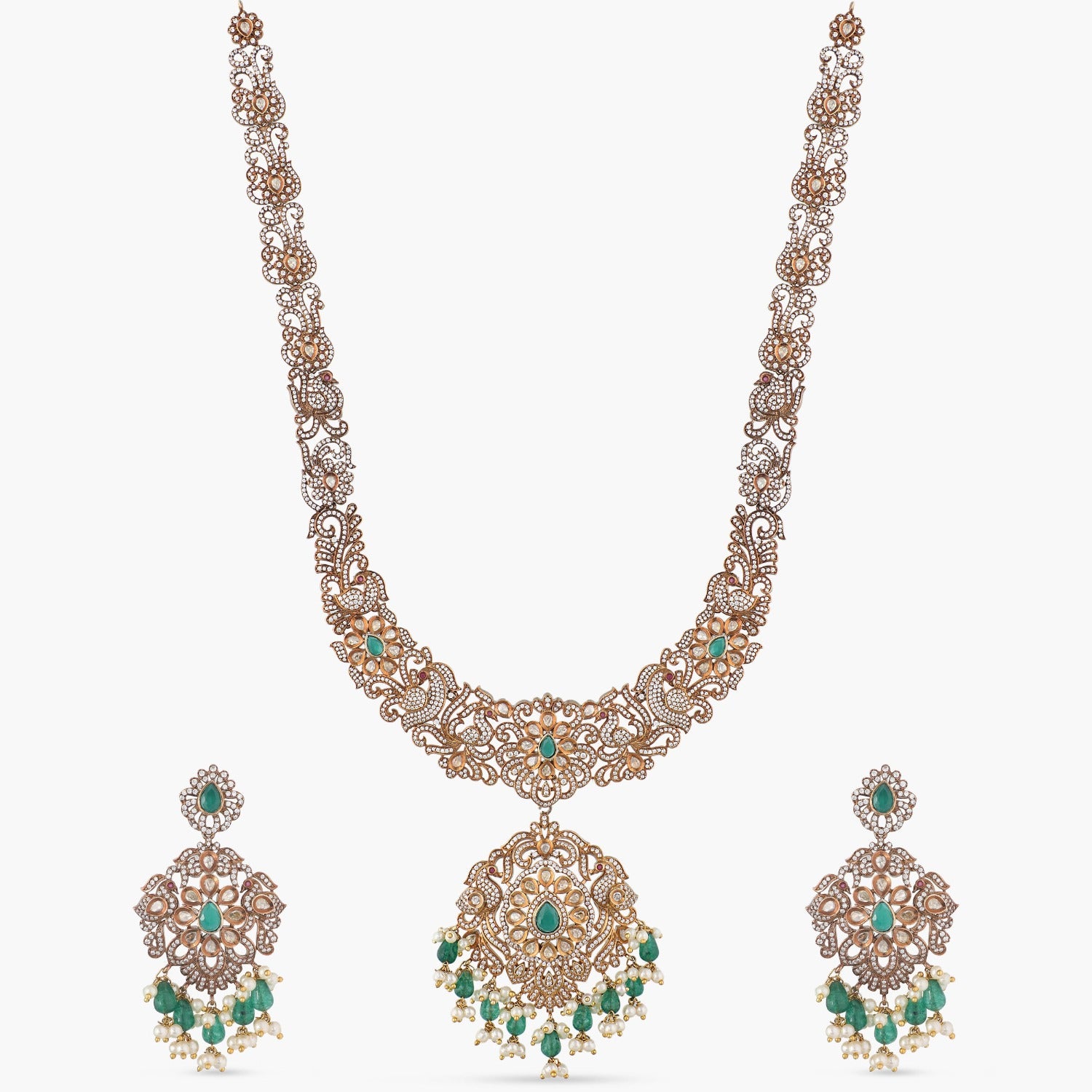 Doris Nakshatra CZ Long Necklace Set