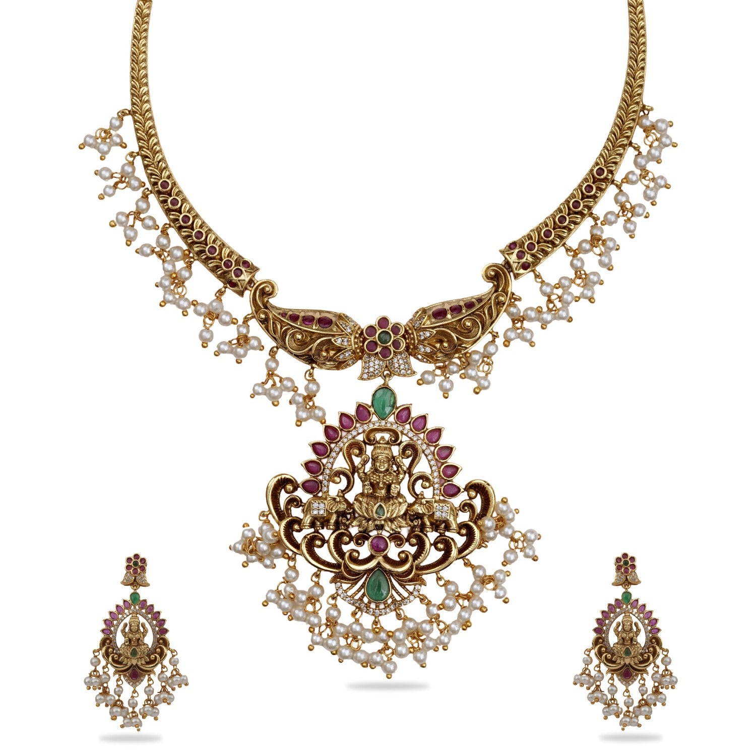 Sanvi Nakshi Temple Necklace Set