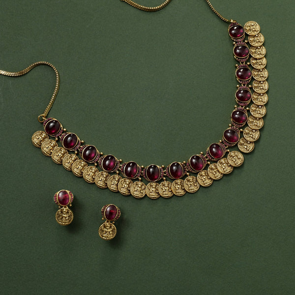 Buy Dhanya Antique Kempu Necklace Set Tarinika