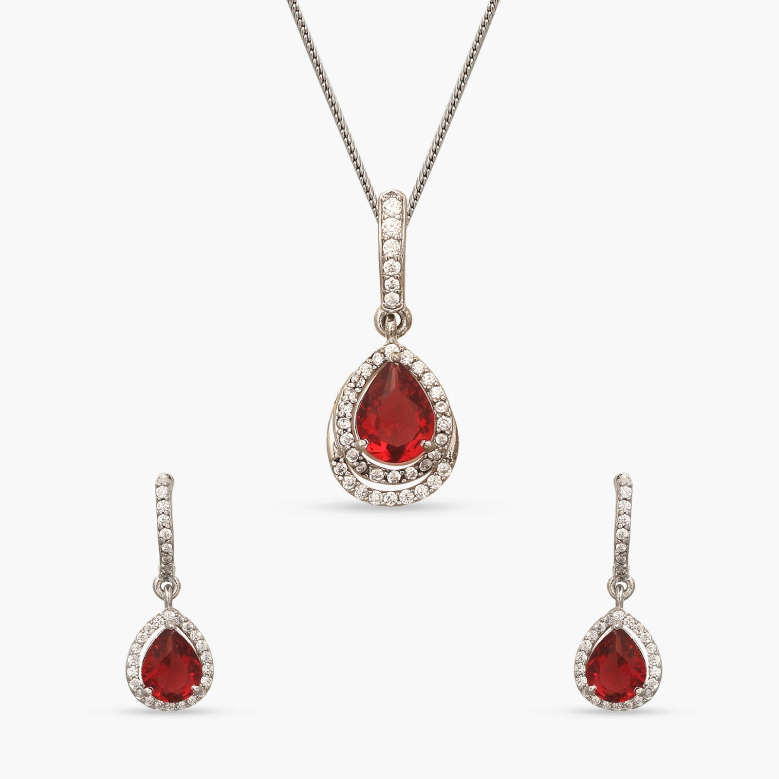 Ashley Red Nakshatra CZ Pendant Set