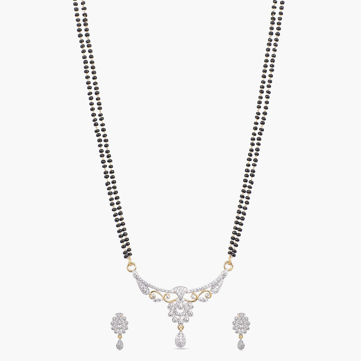 Risva Nakshatra CZ Black Beads Necklace Set
