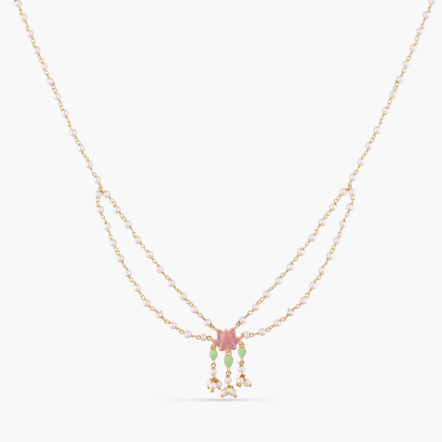 Jalaja Center Lotus Motif Pearl Neacklace