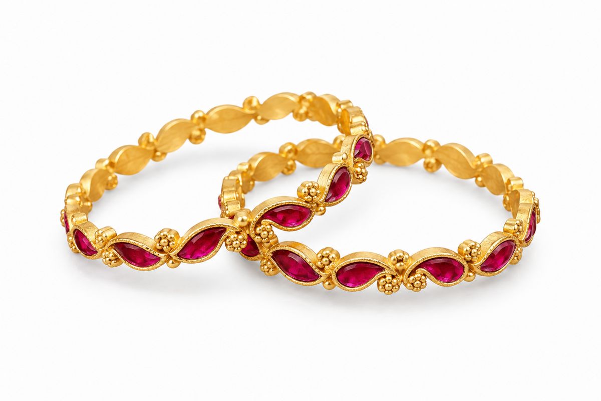 Ahalya Red Stone Bangles