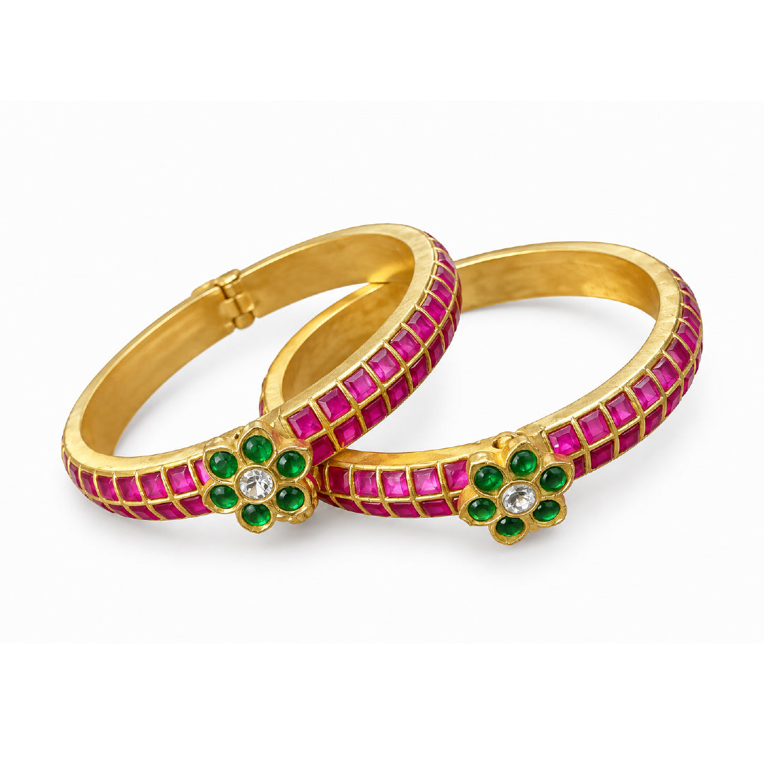 Charvi Pink and Green Bangles