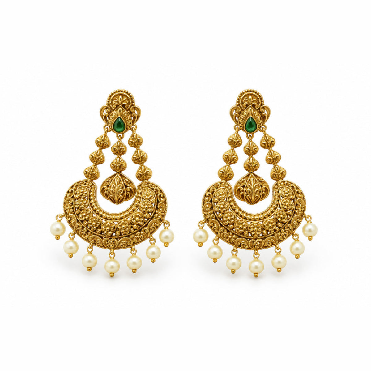Samaira Antique Gold Drop Earrings