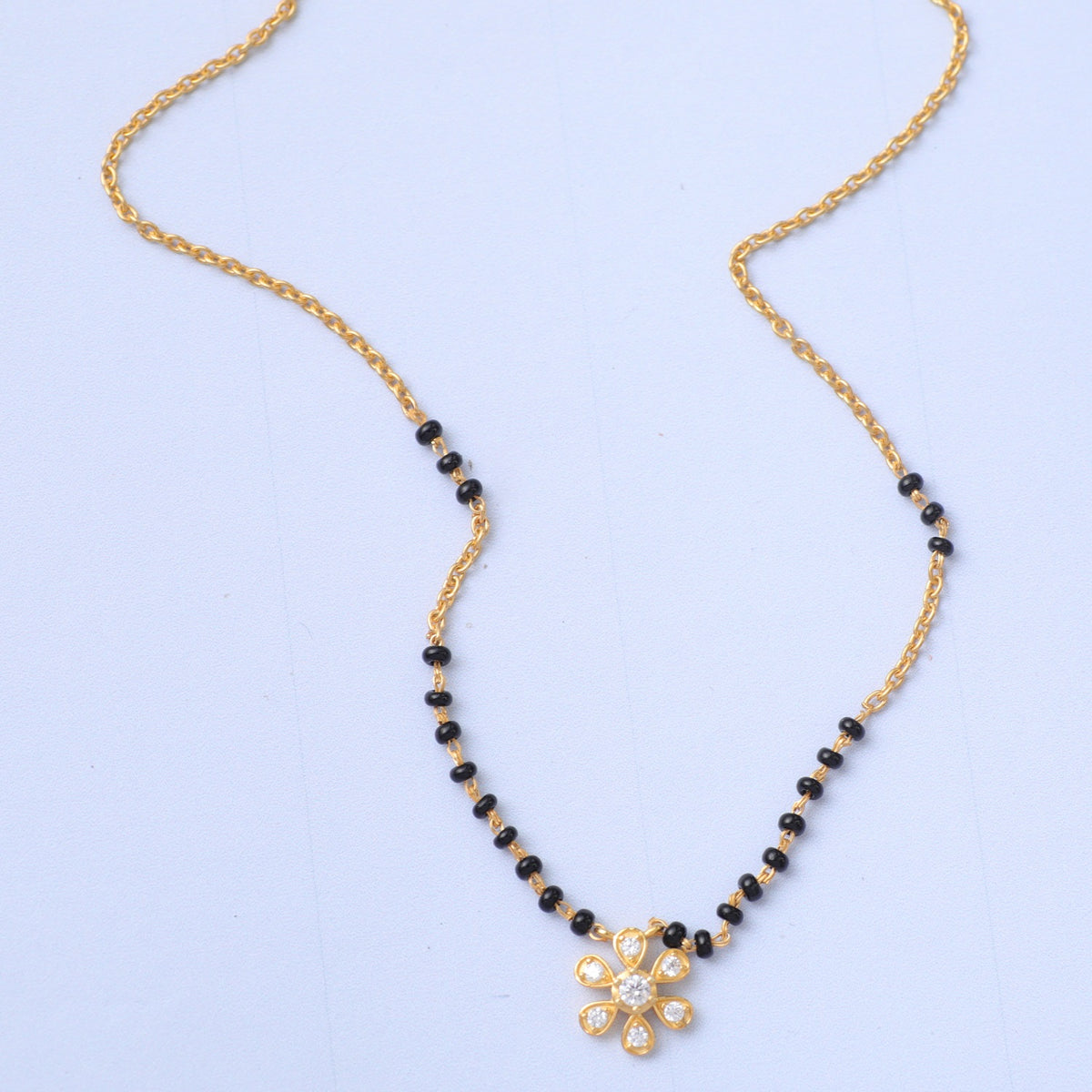 Minimal Floral CZ 925 Silver Mangalsutra