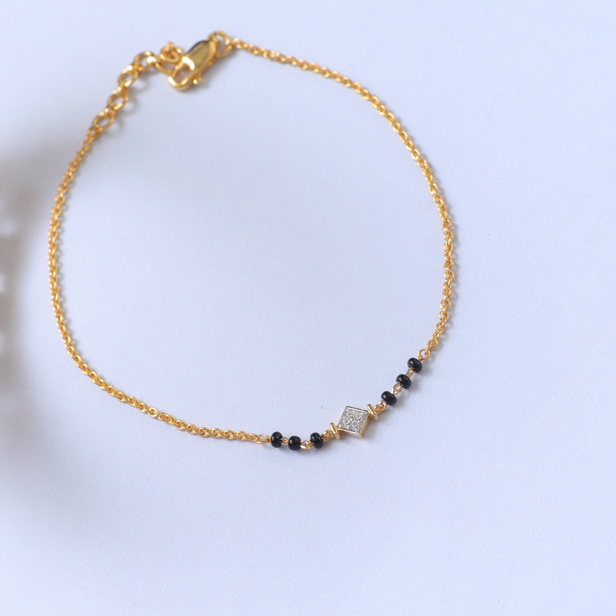Forever Elegant CZ 925 Silver Black Bead Bracelet