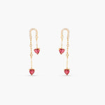 Heart CZ Charms 925 Silver Drop Earrings