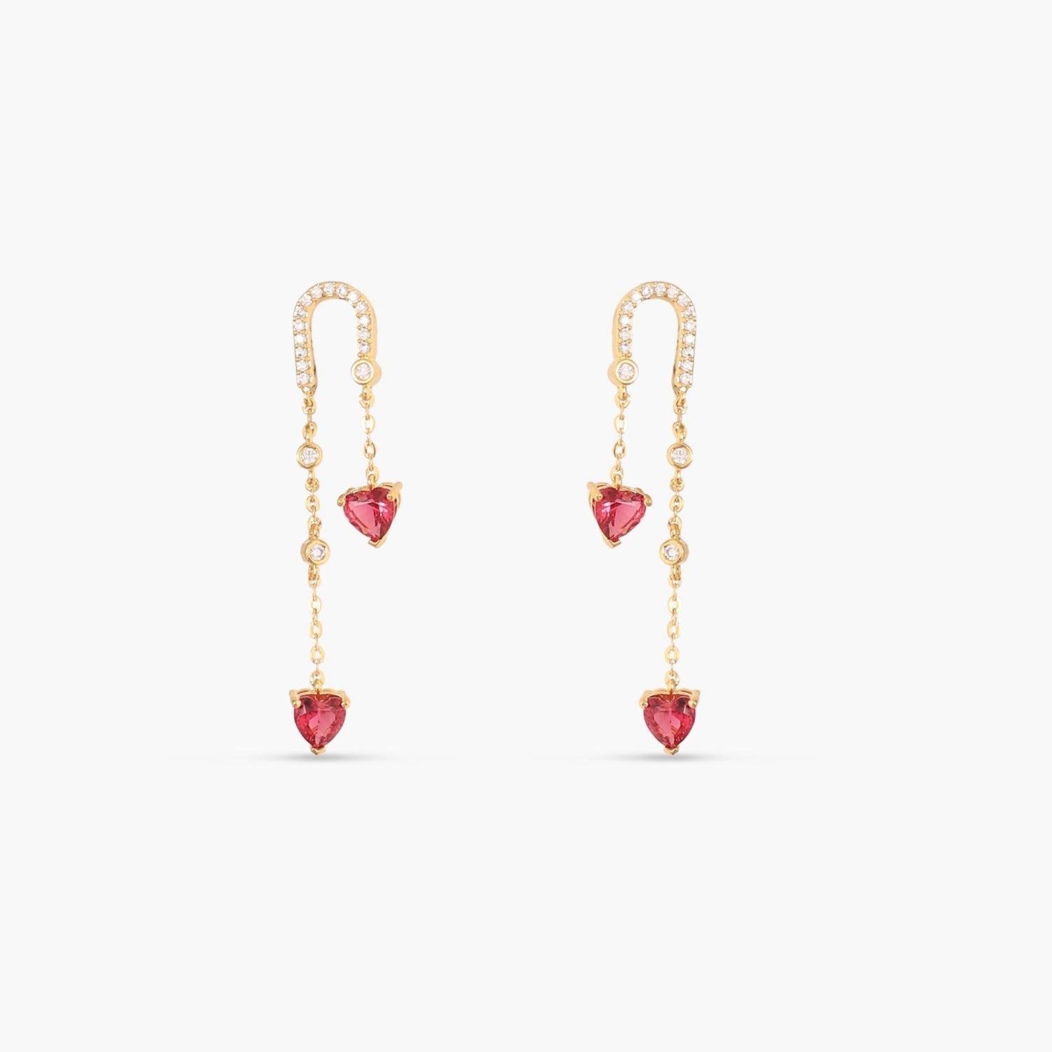 Heart CZ Charms 925 Silver Drop Earrings