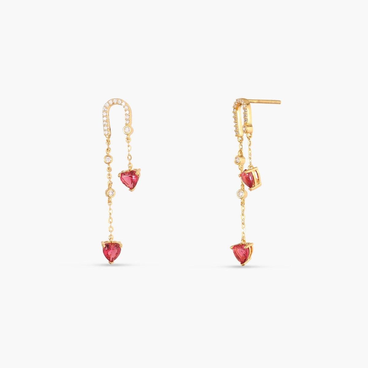 Heart CZ Charms 925 Silver Drop Earrings