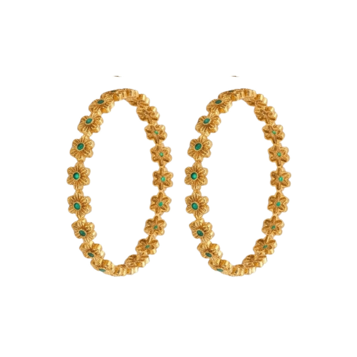 Bhavya Antique Green Floral Bangles