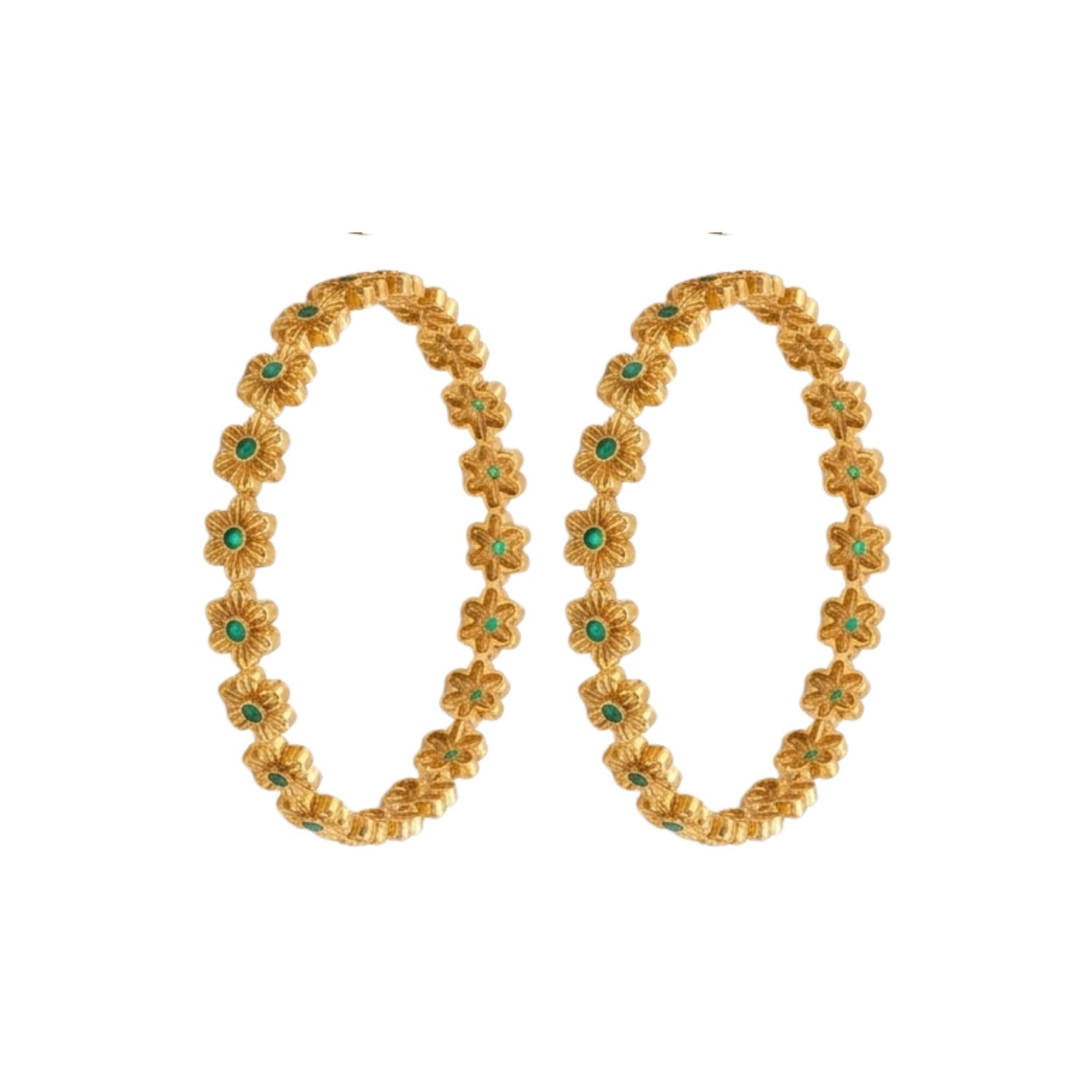 Bhavya Antique Green Floral Bangles