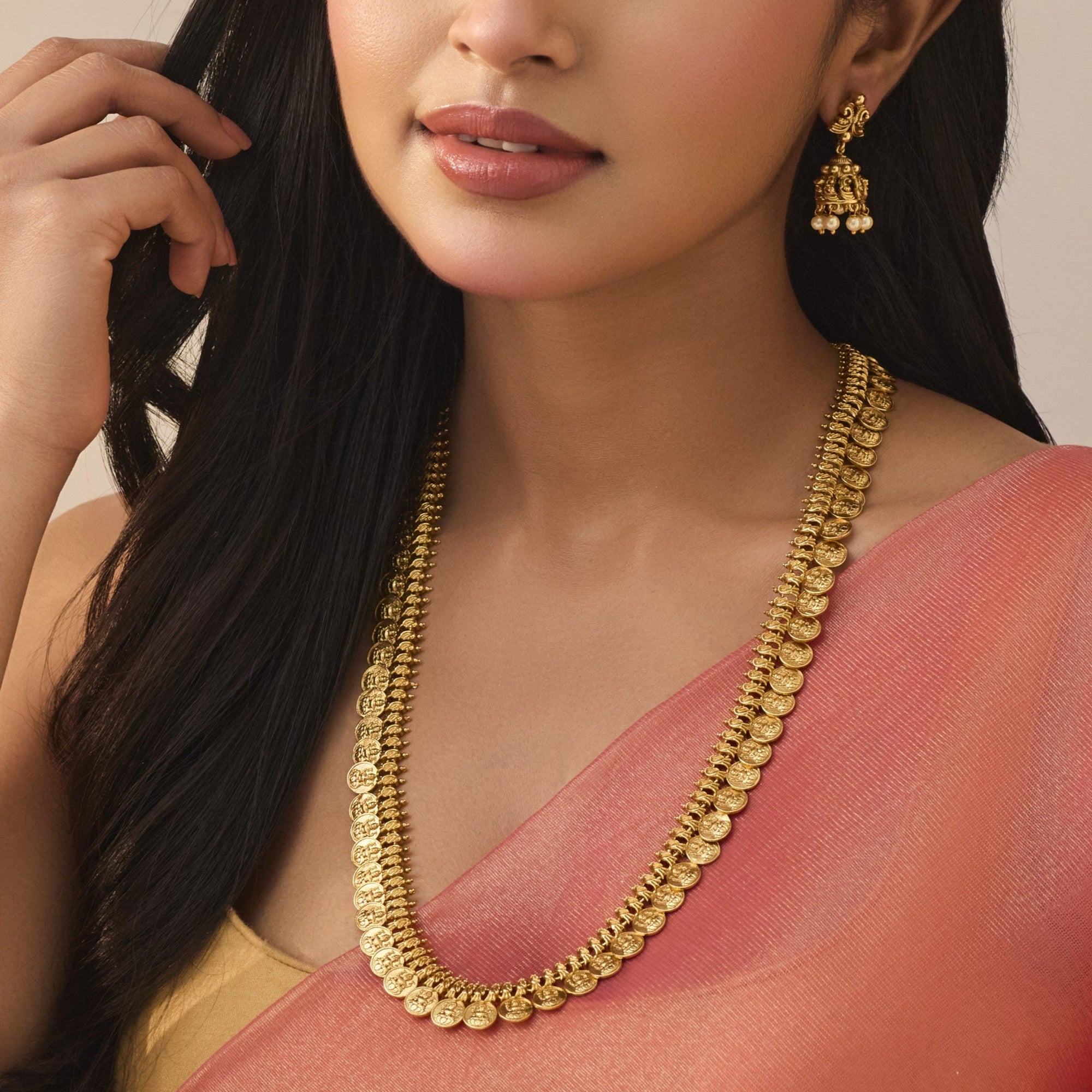 Dhivara Antique Coin Long Necklace Set