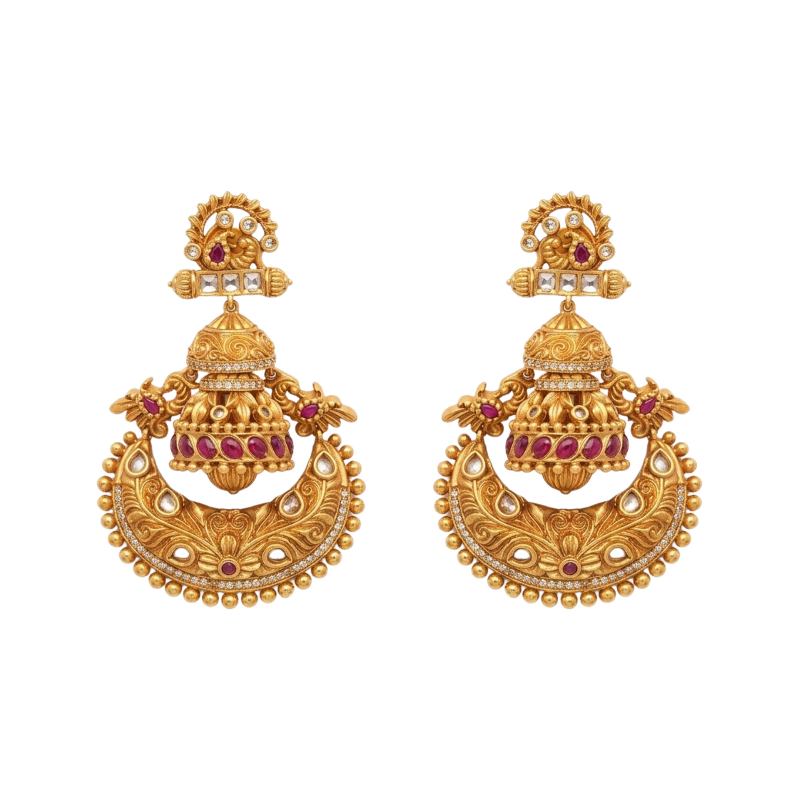 Dola Antique Red Chandbali Earring