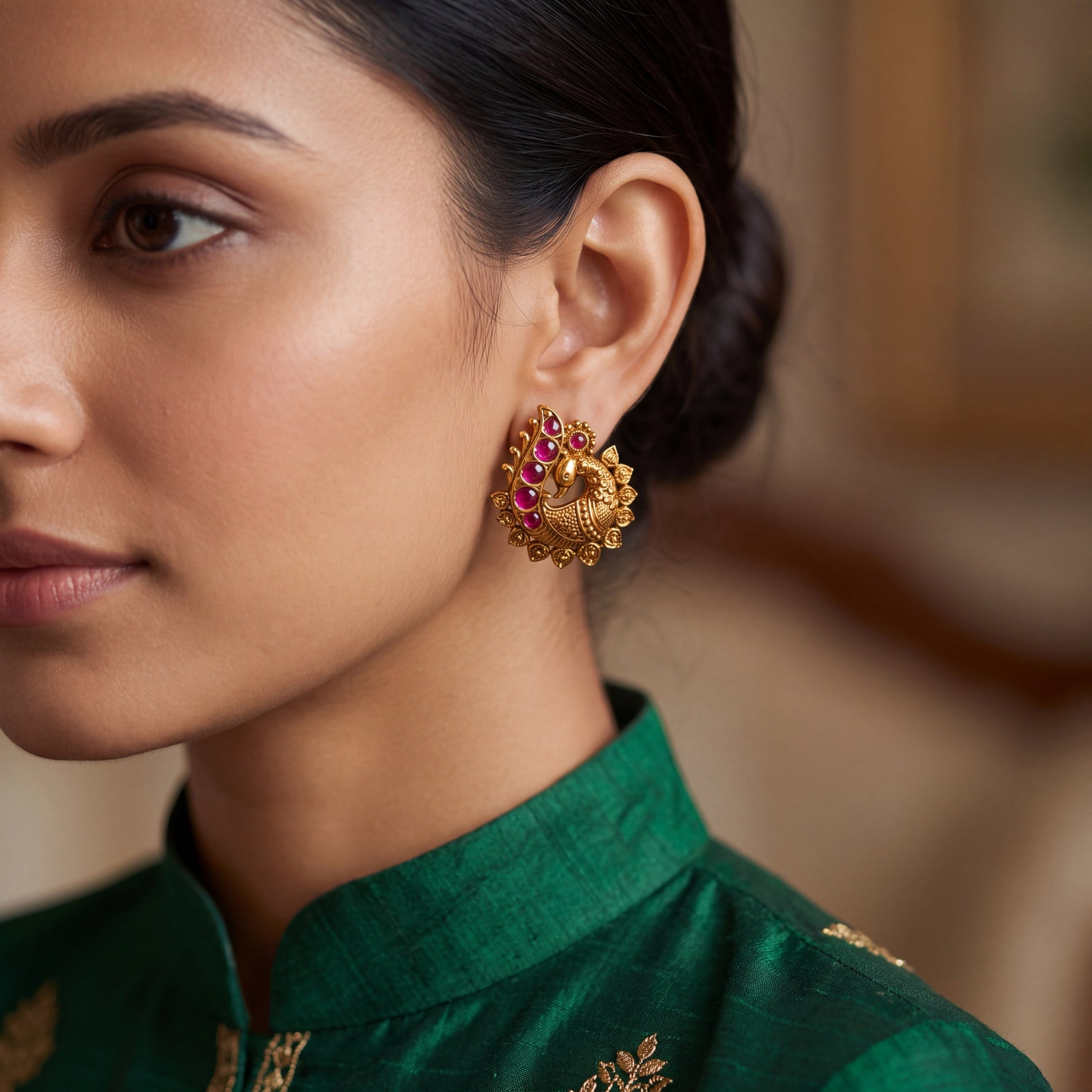 Mayurika Antique Stud Earrings
