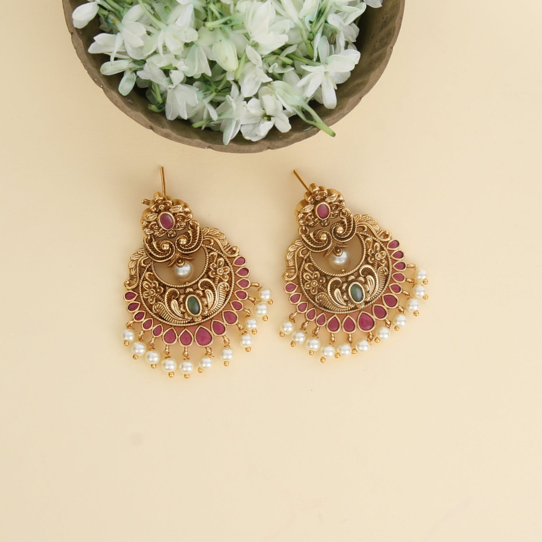 Ridhya Antique Chandbali Earrings
