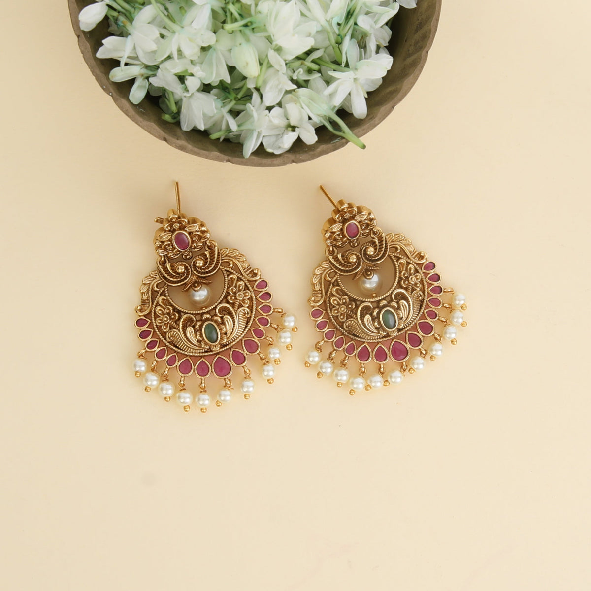 Ridhya Antique Chandbali Earrings