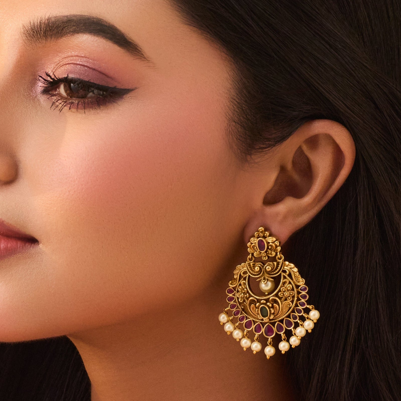 Ridhya Antique Chandbali Earrings