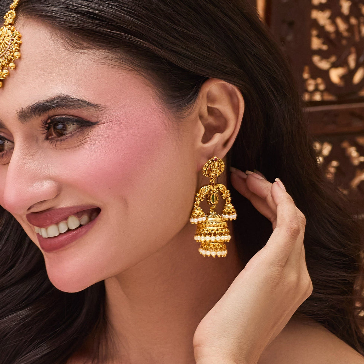 Veenika Antique Jhumka Earrings