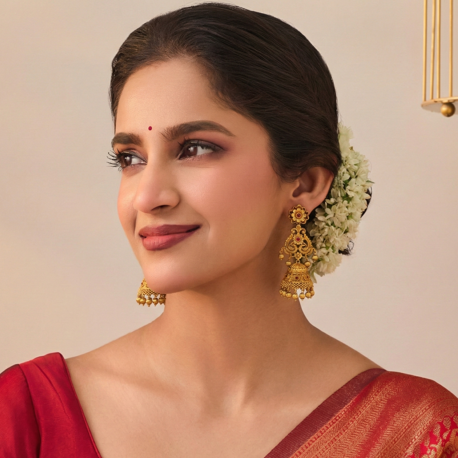 Antique Gold Plated Hanika Jhumka