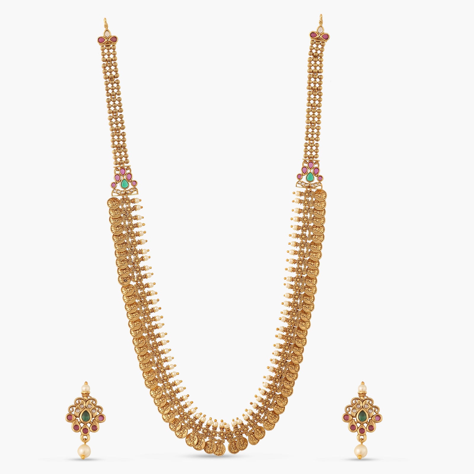 Mrinalini Antique Coin Long Necklace Set