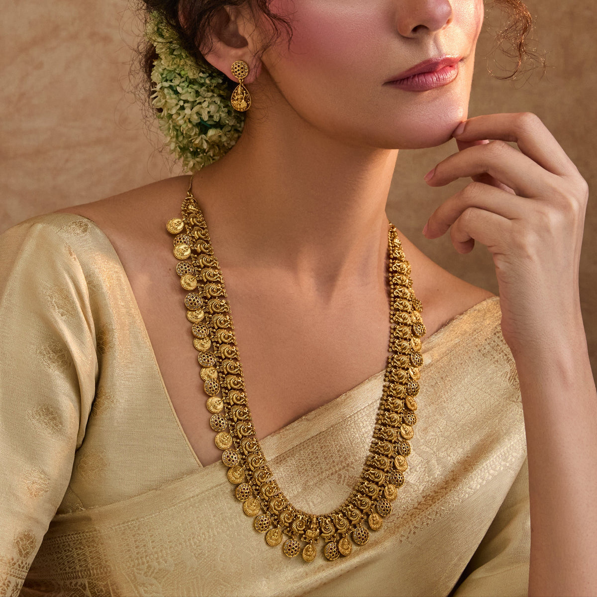 Saanvi Antique Coin Long Necklace Set