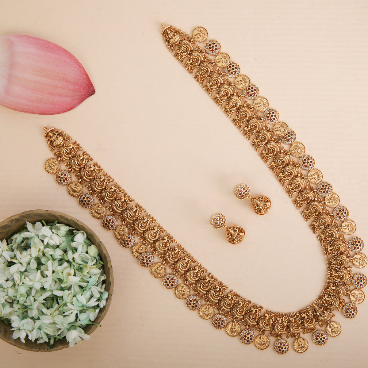 Saanvi Antique Coin Long Necklace Set