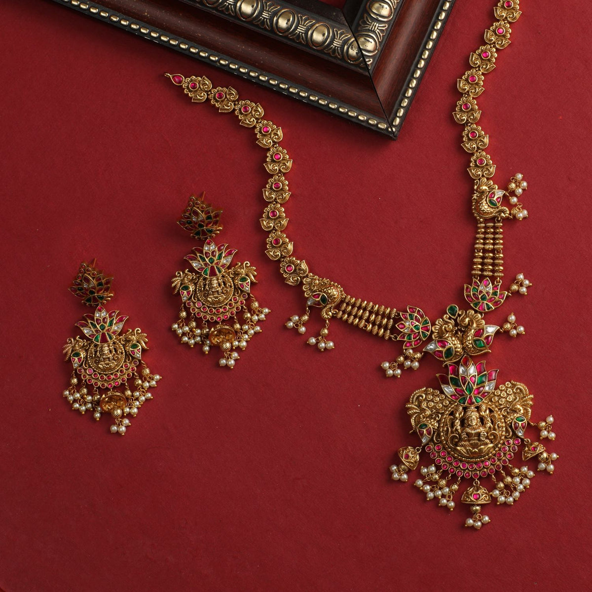 Vijaya Antique Temple Long Necklace Set