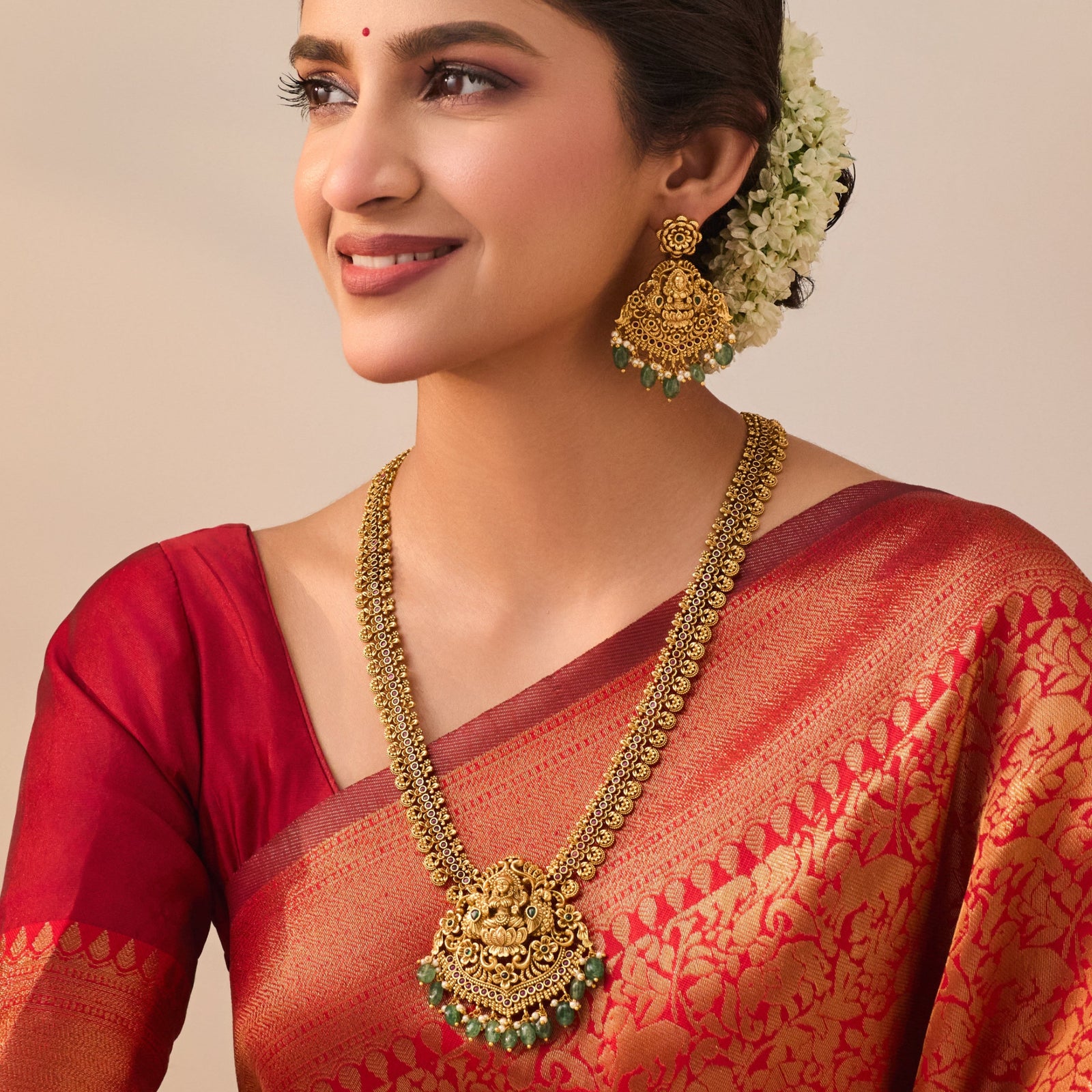 Mahika Antique Lakshmi Long Necklace Set