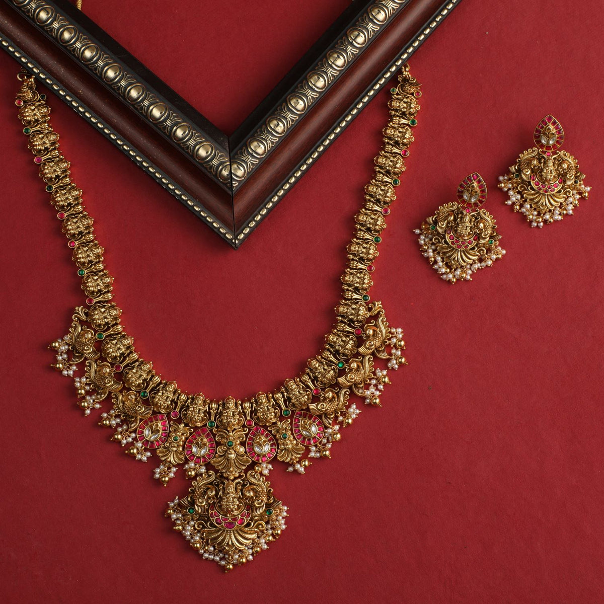 Gayatri Antique Temple Long Necklace Set