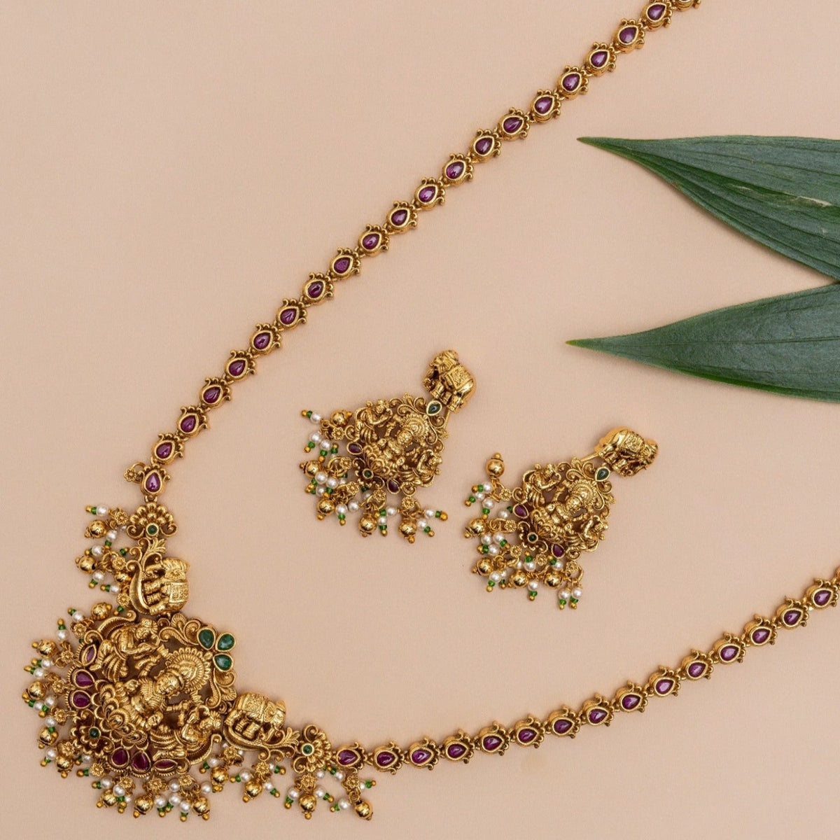 Shreya Temple Long Necklace Set