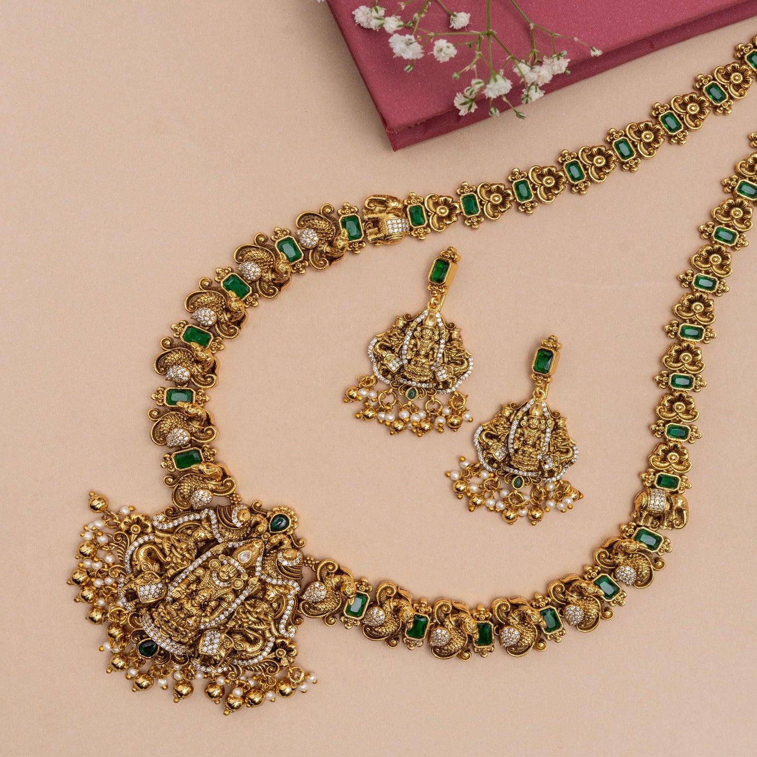 Perumal Antique Temple Long Necklace Set
