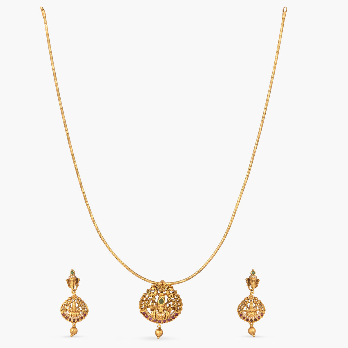 Advika Antique Temple Pendant Set