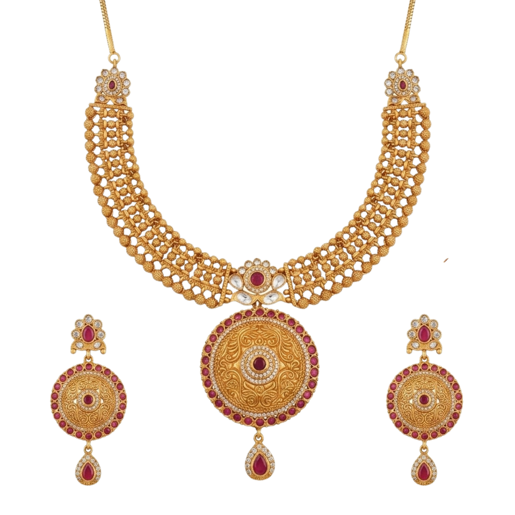 Noorani Antique Red Necklace Set