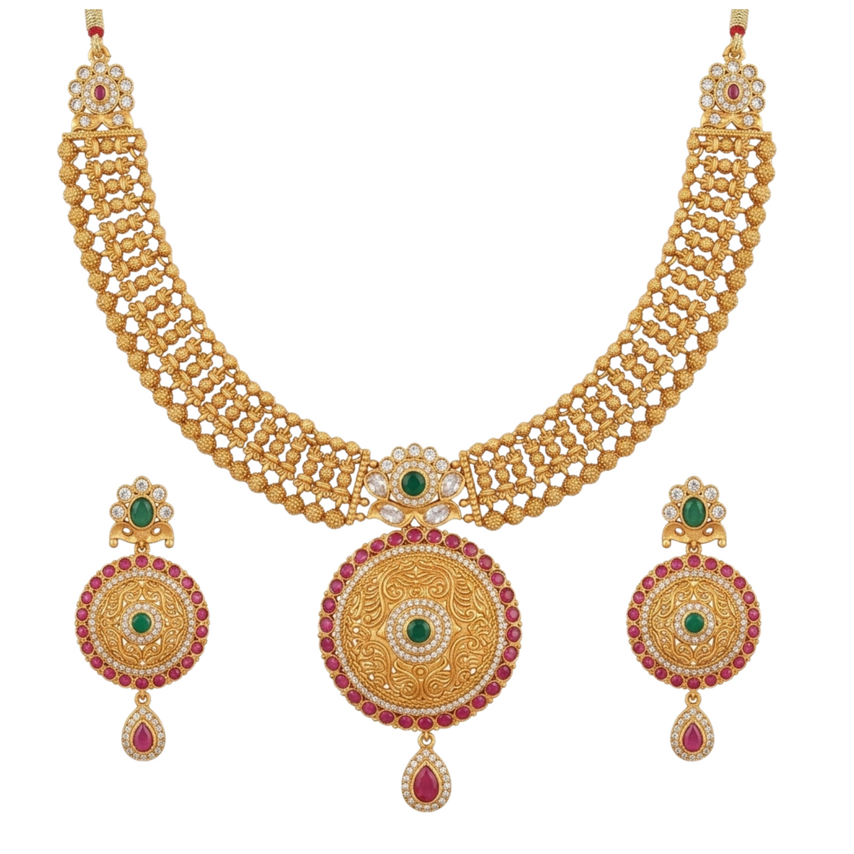 Noorani Antique Green Necklace Set