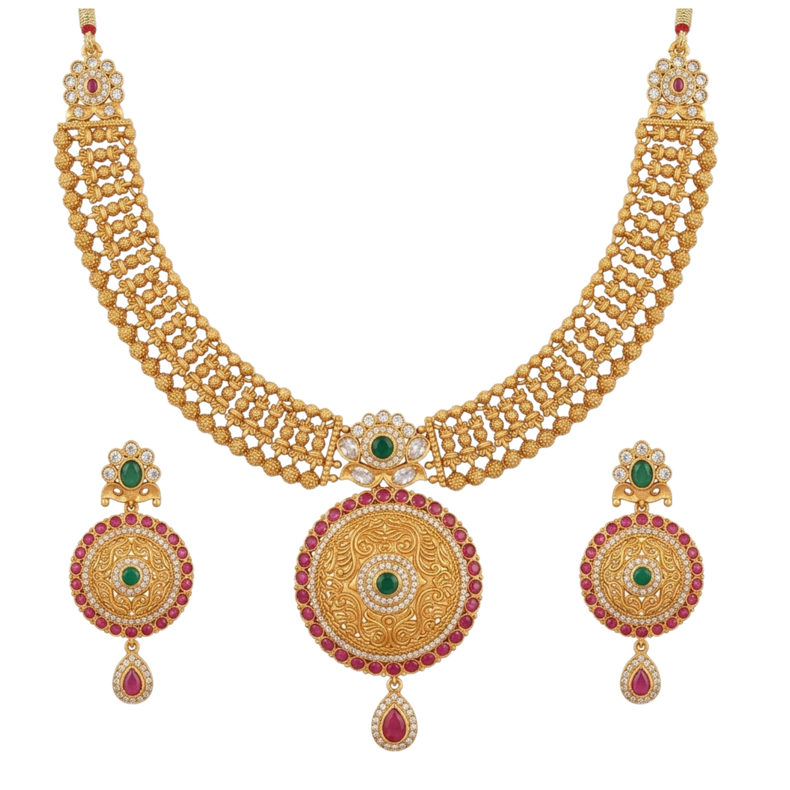 Noorani Antique Green Necklace Set
