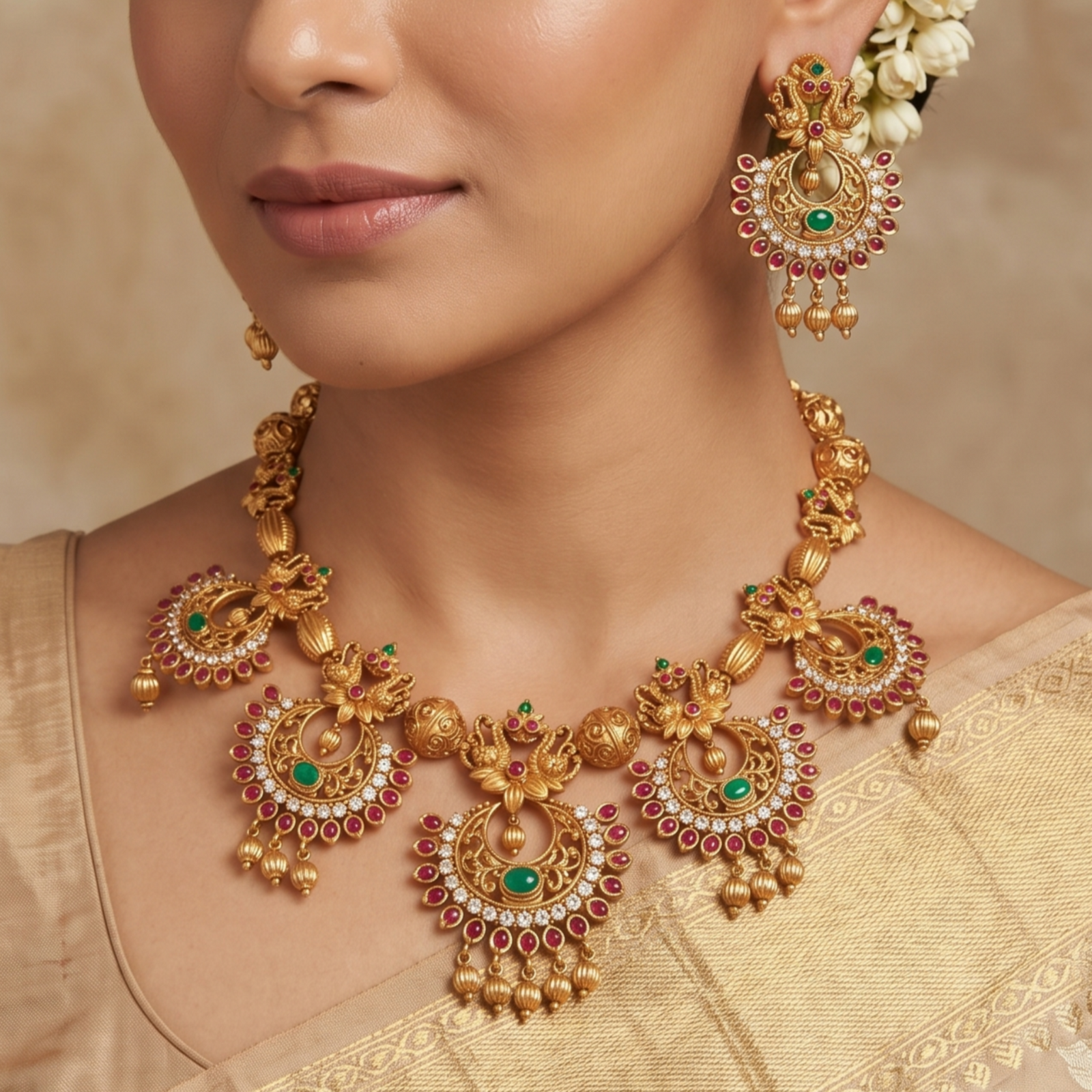 Sharvani Antique Necklace Set