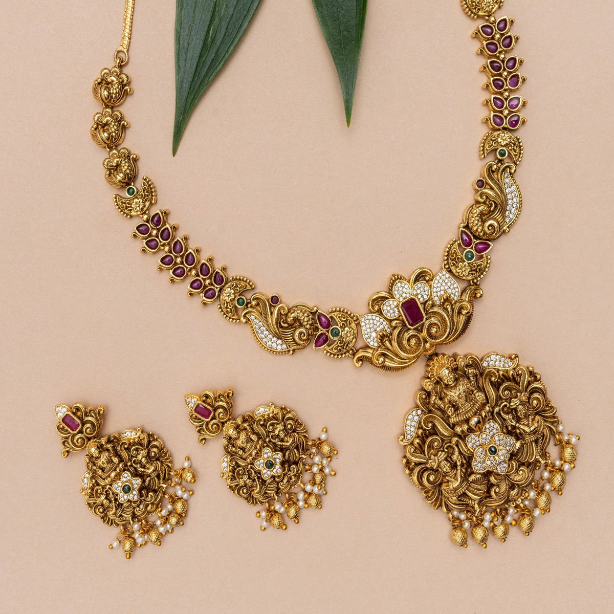 Akshara Antique Temple Necklace Set
