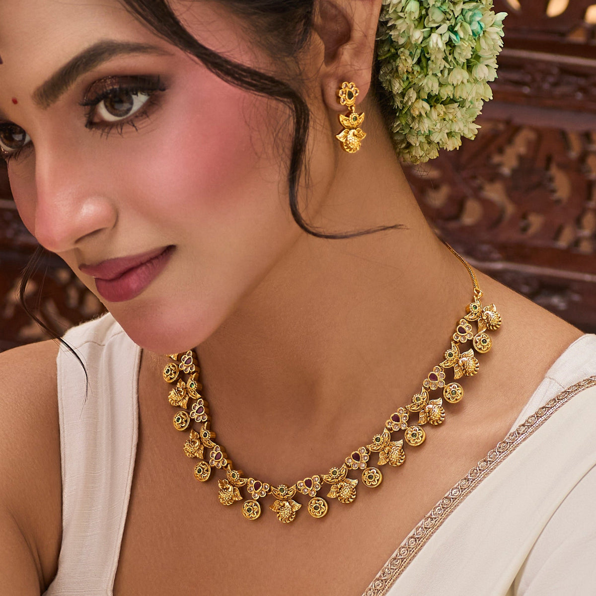 Trinayani Antique Necklace Set
