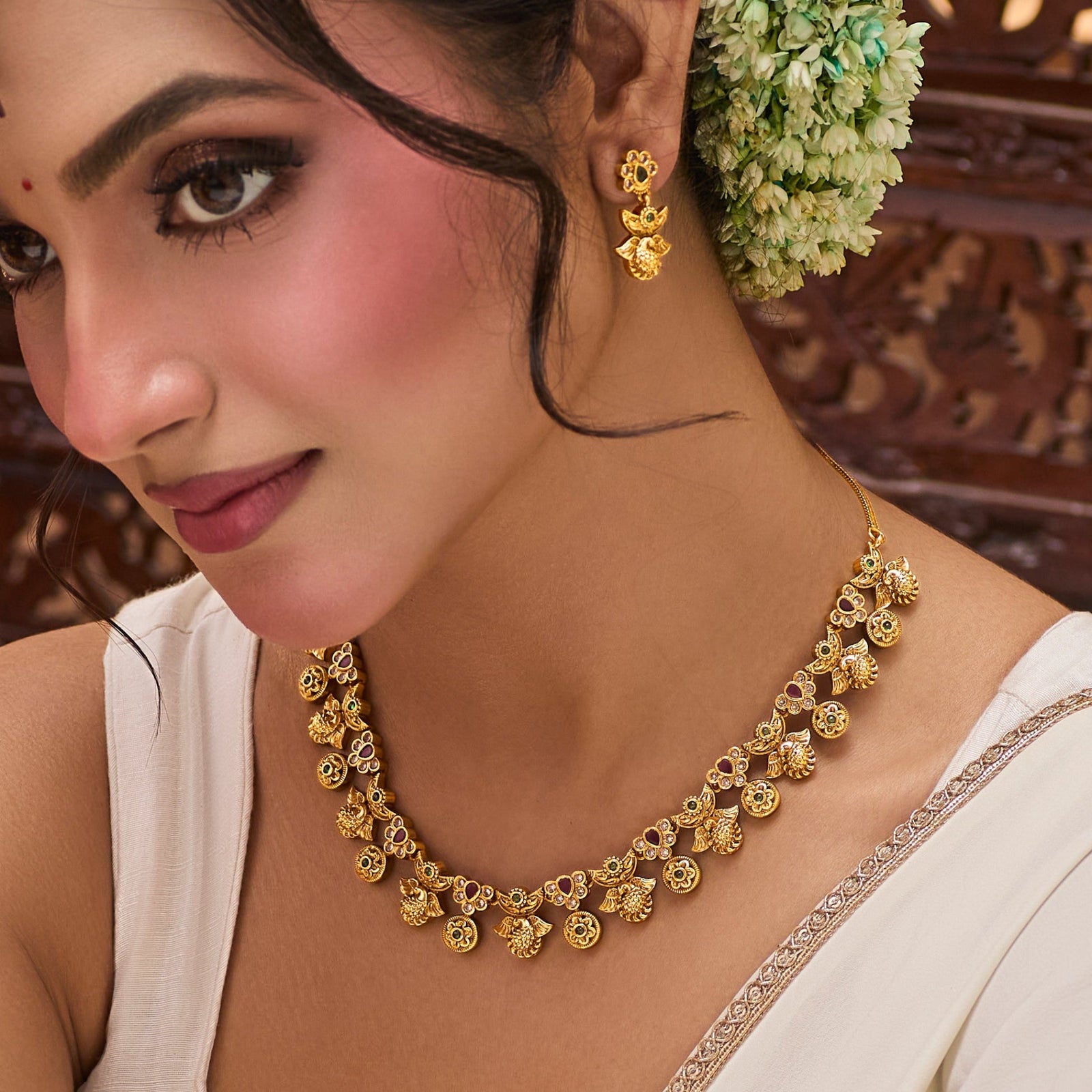 Trinayani Antique Necklace Set