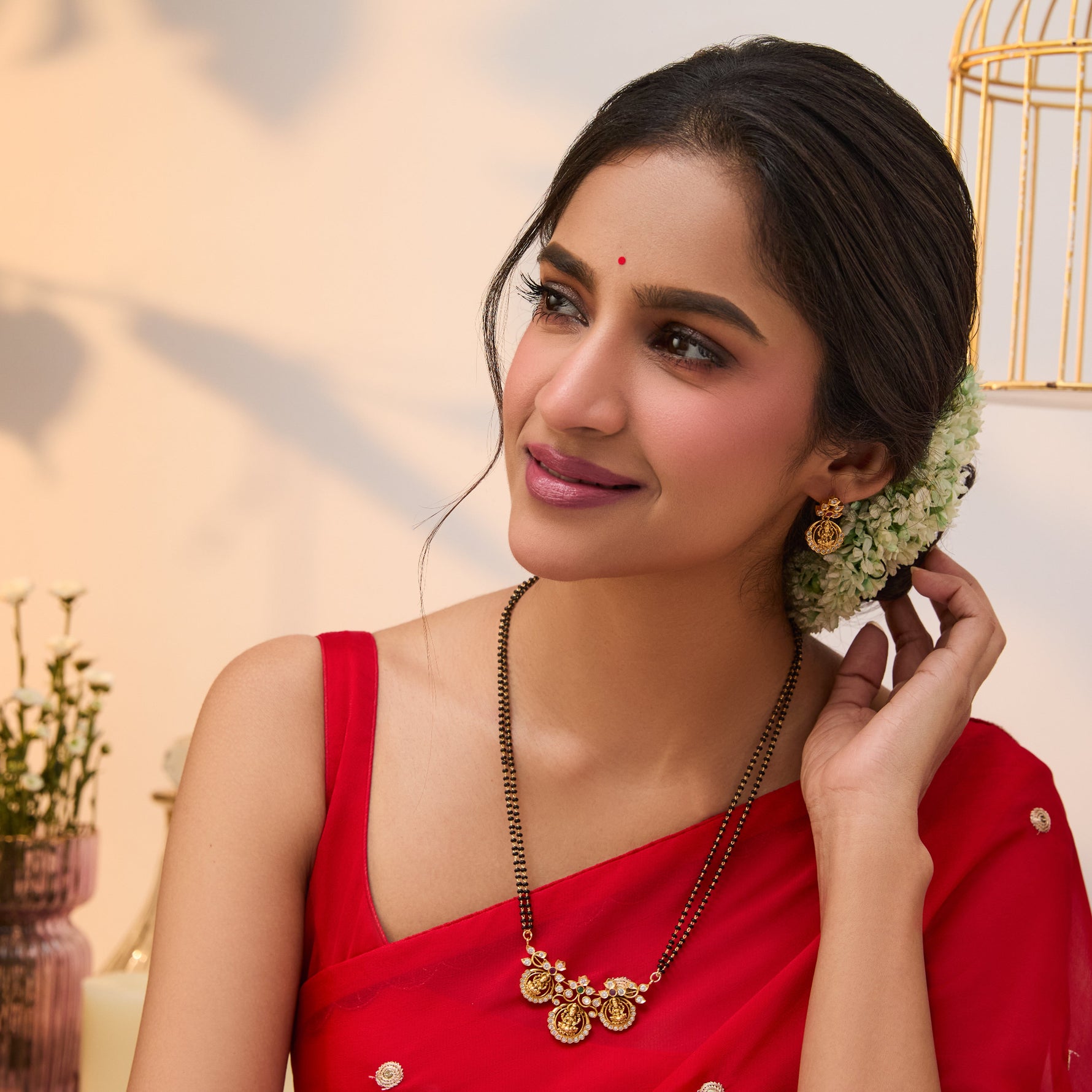Tanvika Antique Black Beads Necklace Set
