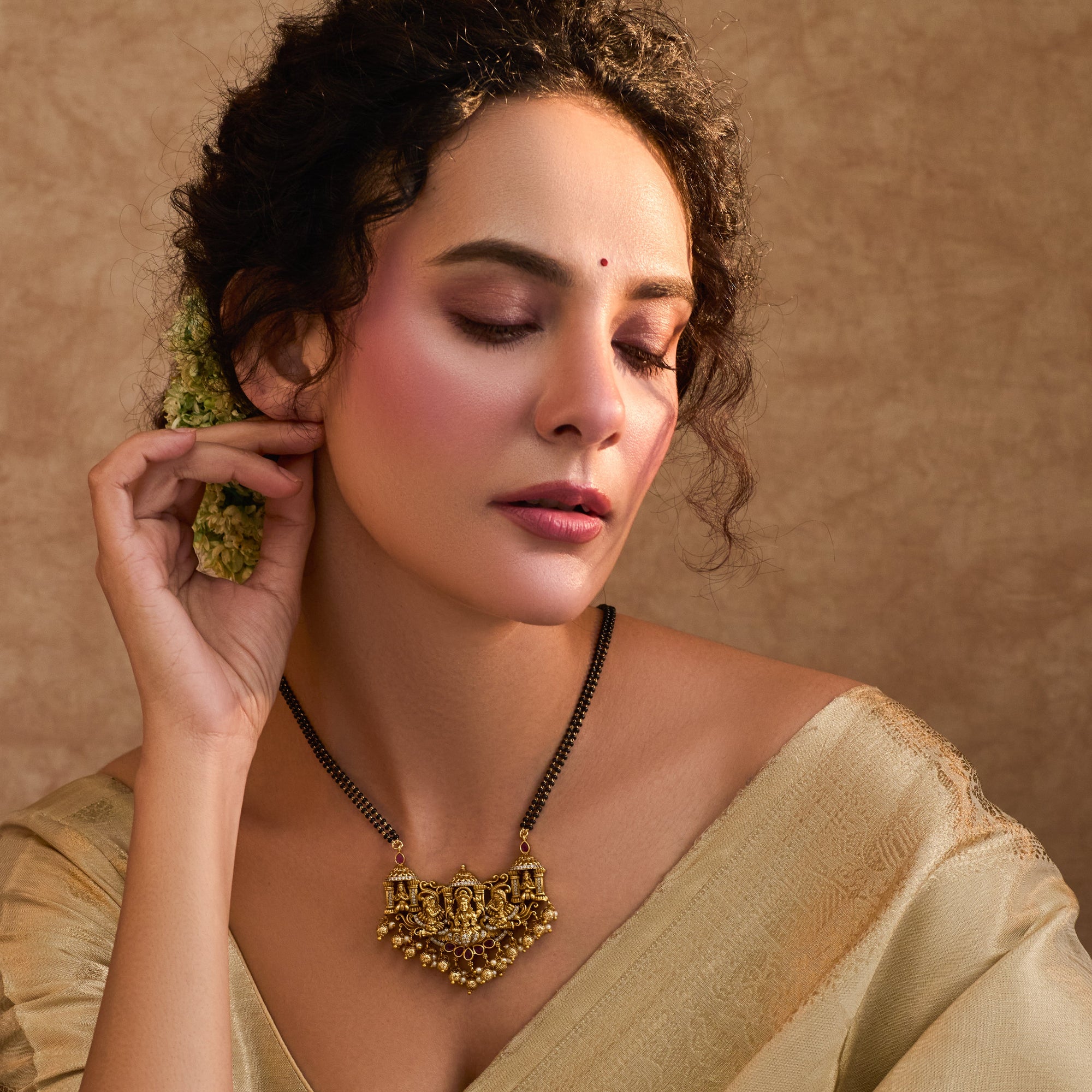Ishani Antique Black Beads Necklace