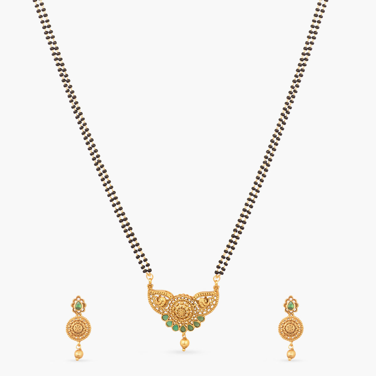 Eshwari Antique Black Beads Necklace Set