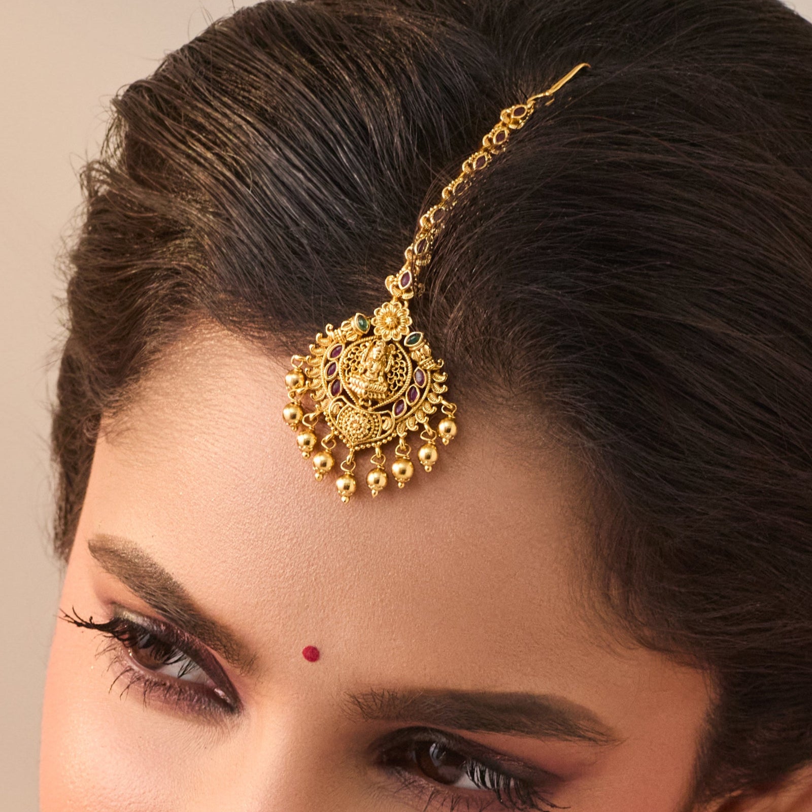 Sindhuja Red Green Antique Maang Tikka