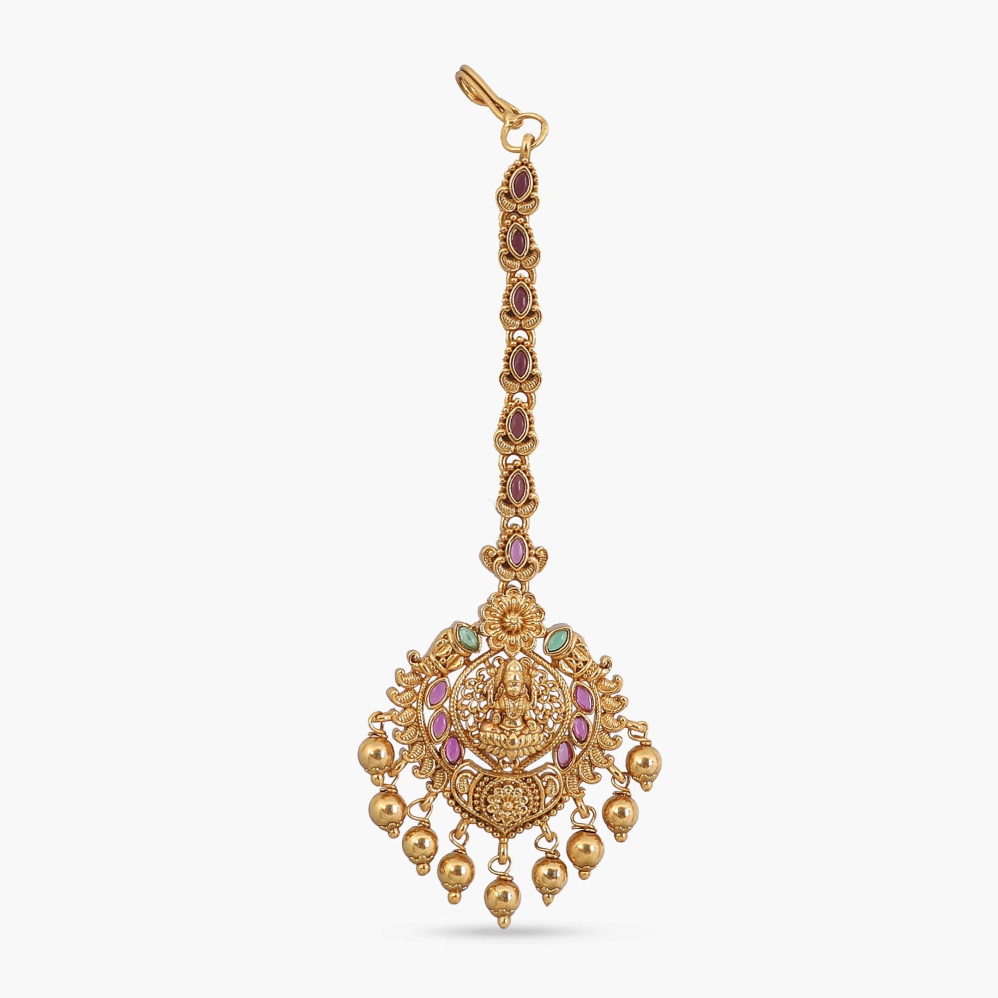 Sindhuja Red Green Antique Maang Tikka