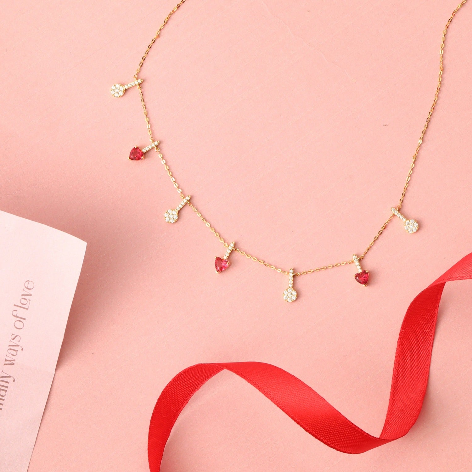 Heart CZ Charms 925 Silver Necklace