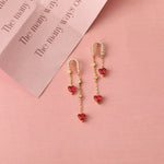 Heart CZ Charms 925 Silver Drop Earrings