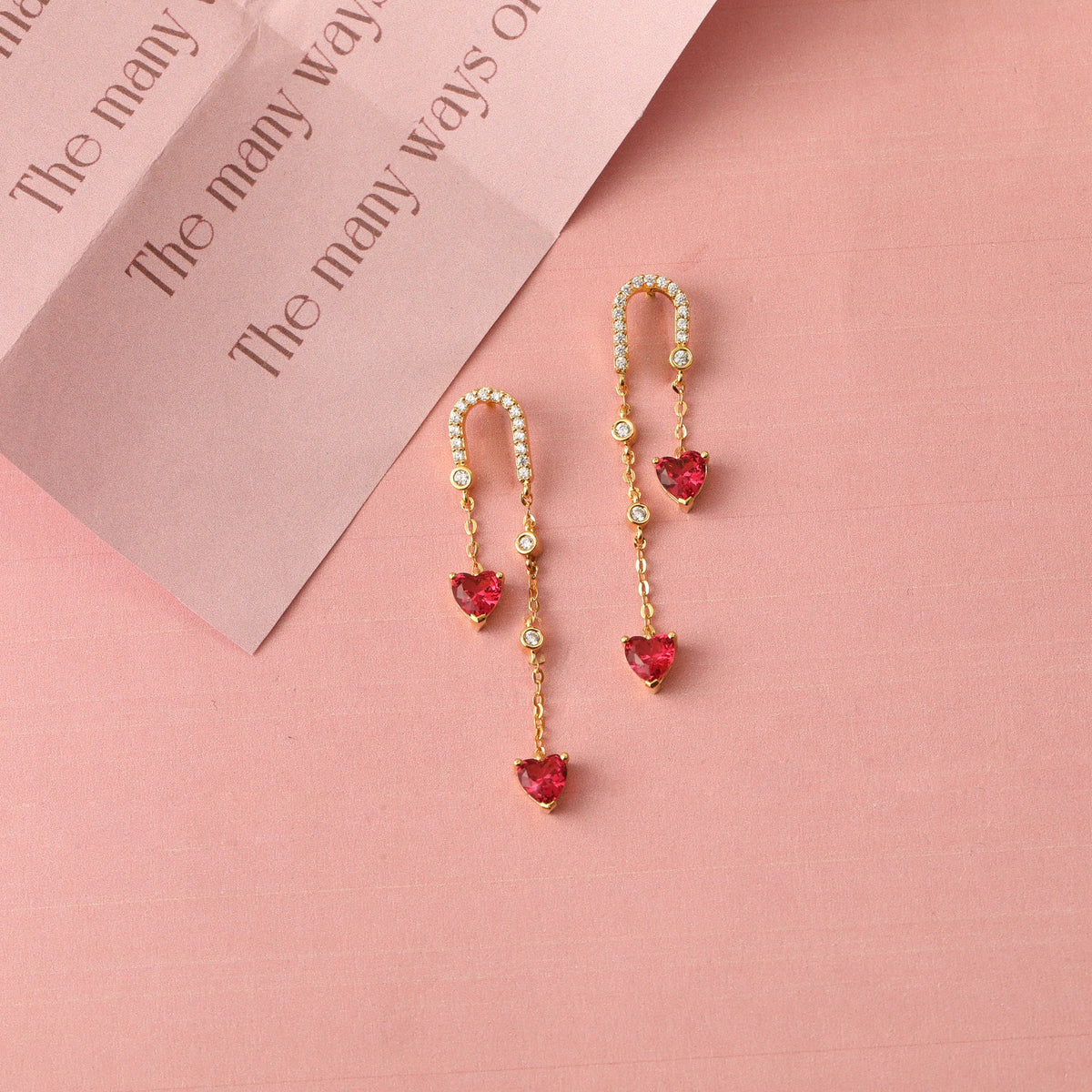 Heart CZ Charms 925 Silver Drop Earrings